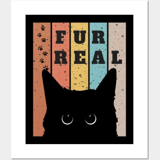 fur real - cute black cat makes eye contact Posters and Art